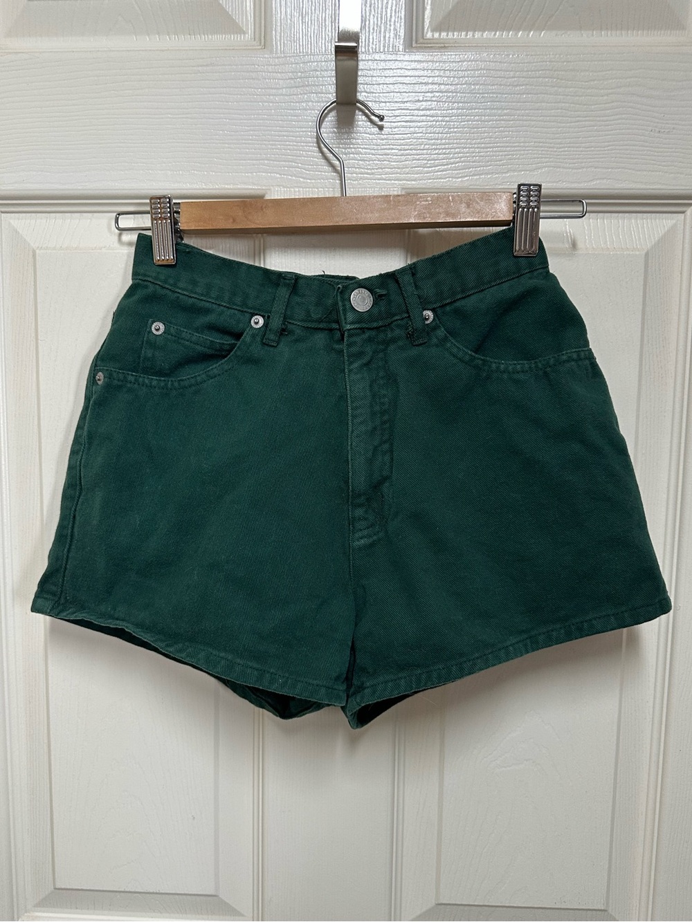 Vintage Anchor Blue Dark Green High-Rise Jean Shorts
